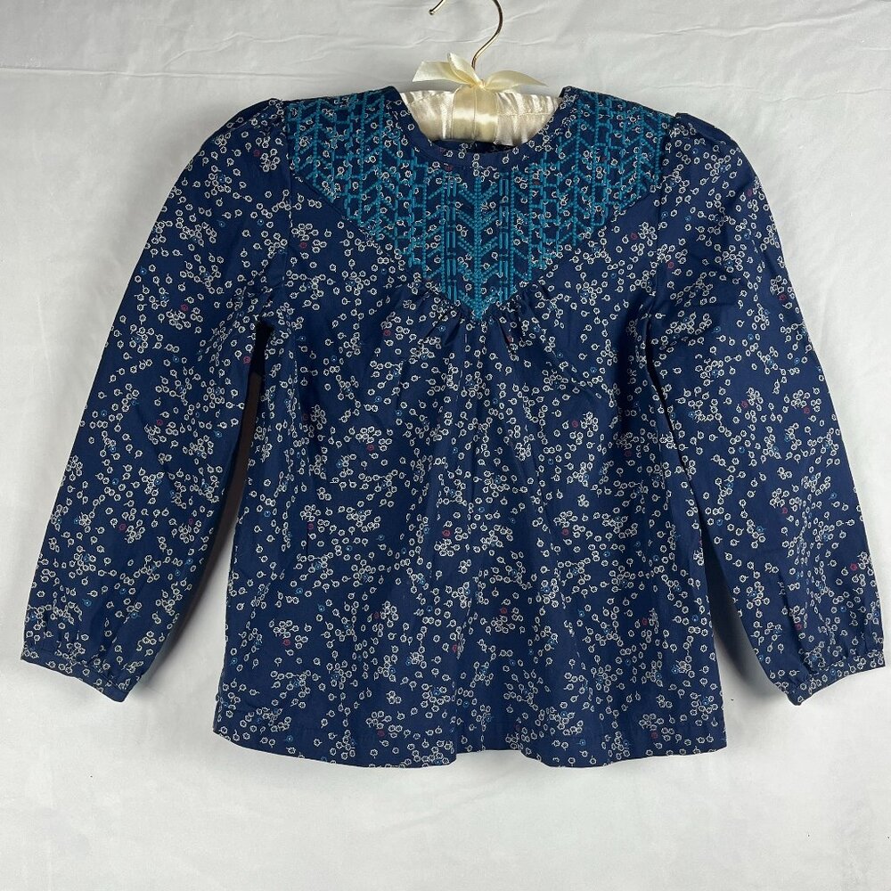 2/$30 Hanna Andersson Girls Navy Embroidered Top 120